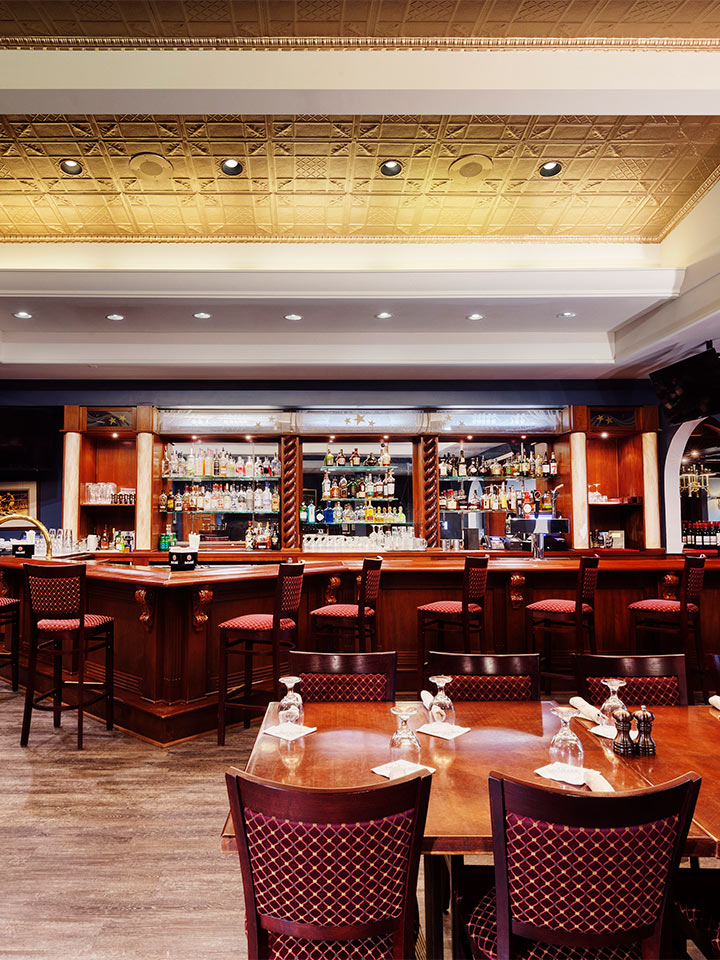 interior view of restaurant with bar