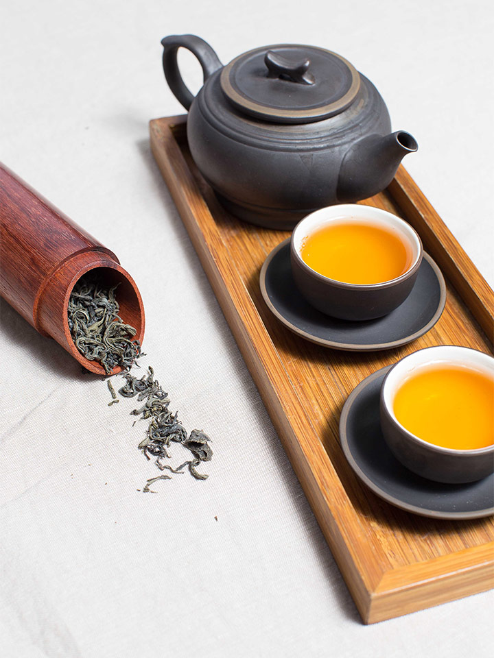 Two cups of herbal tea.