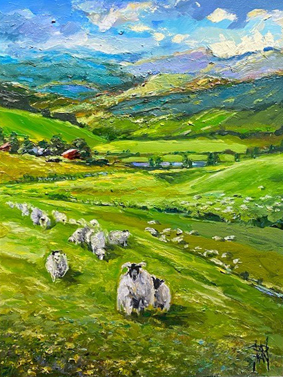 country hill and animals