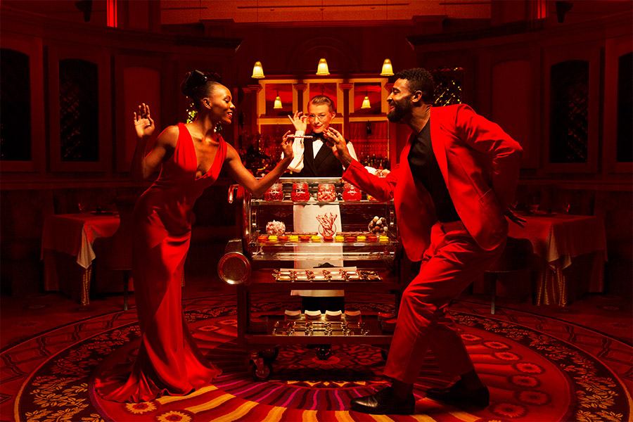 Red dining interior