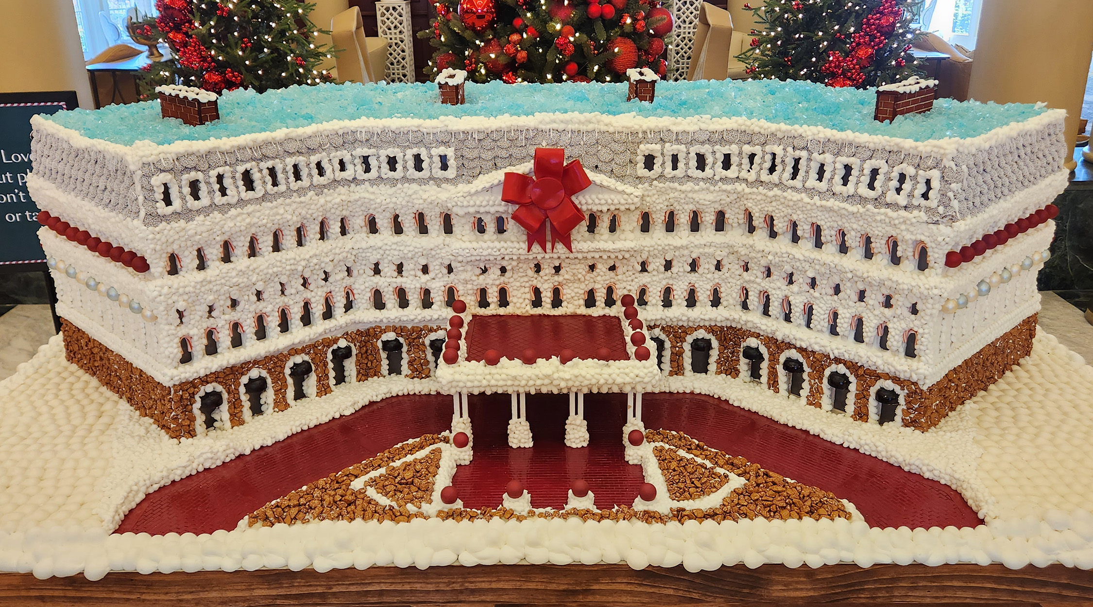 The Chateau gingerbread house display