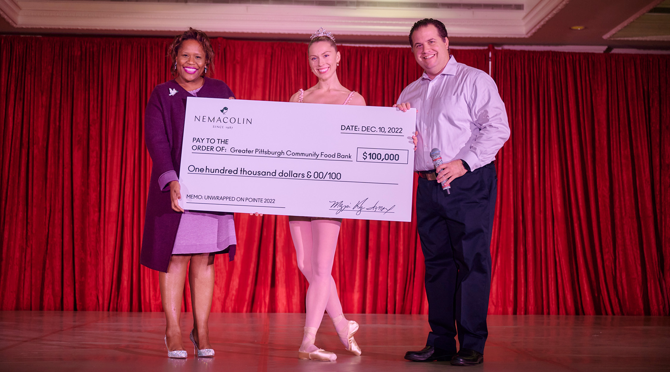Unwrapped on Pointe - Check presentation to Pittsburgh Food Bank