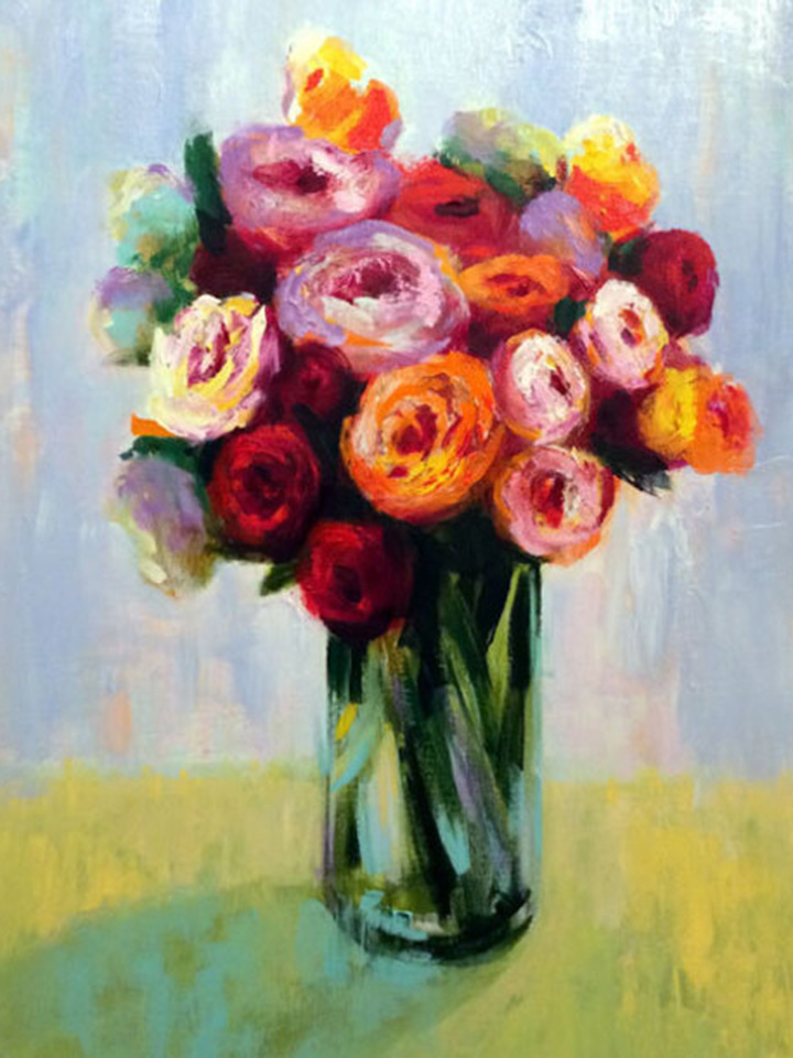 Claire Hardy, Bright Bouquet Gift, acrylic on linen, Clublevel Gallery