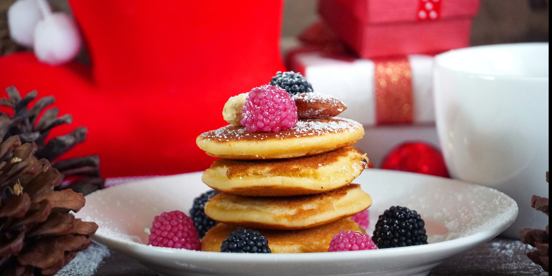 pancakes on a plate at christmas