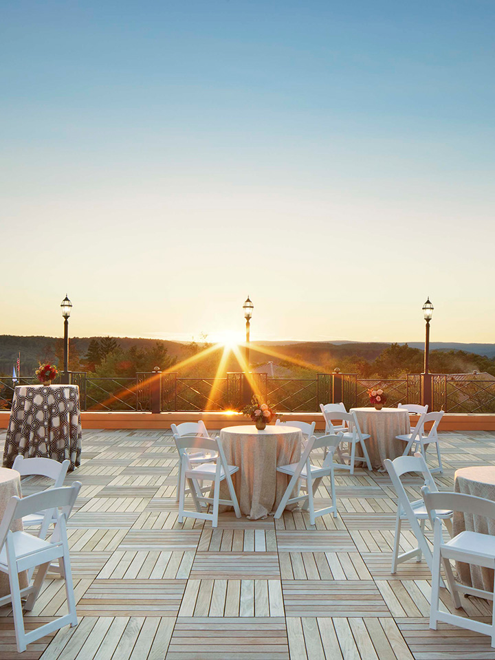 wedding setup on a deck