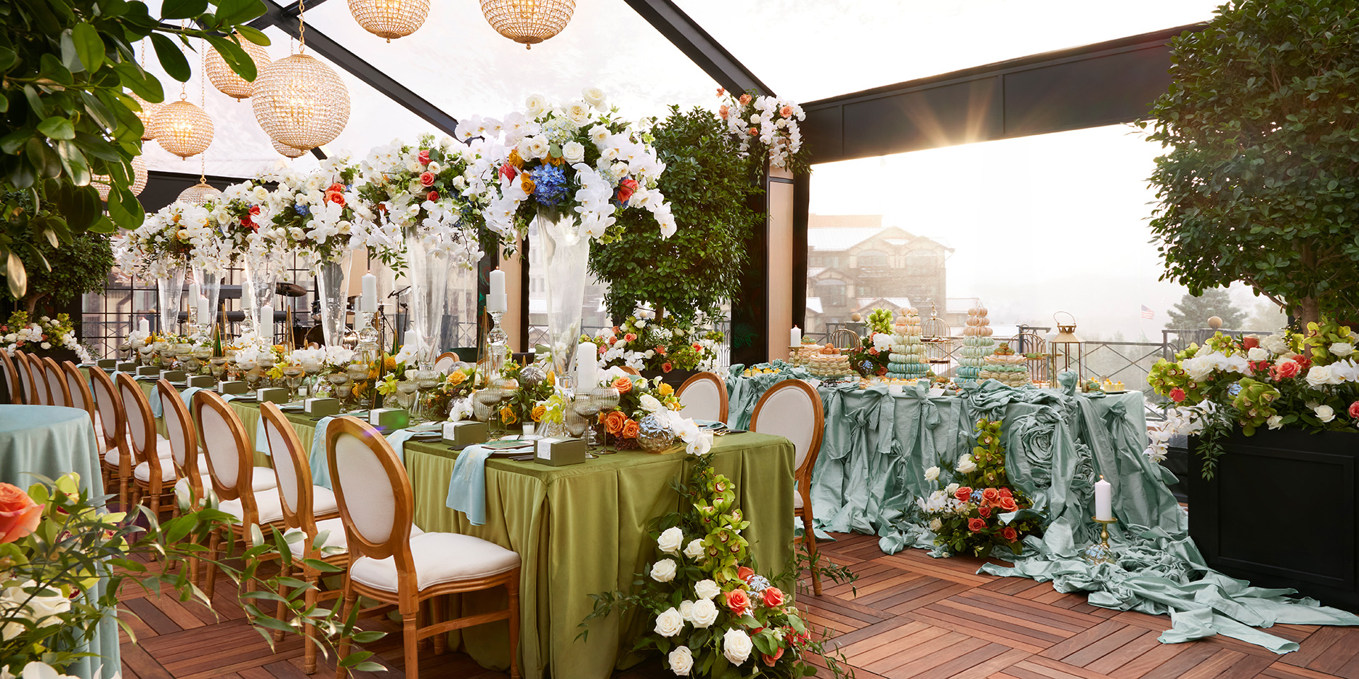 wedding reception on a deck