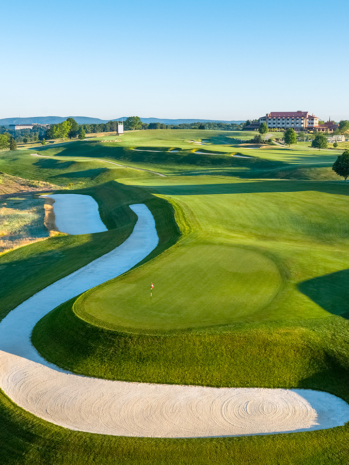 overlooking a golf course