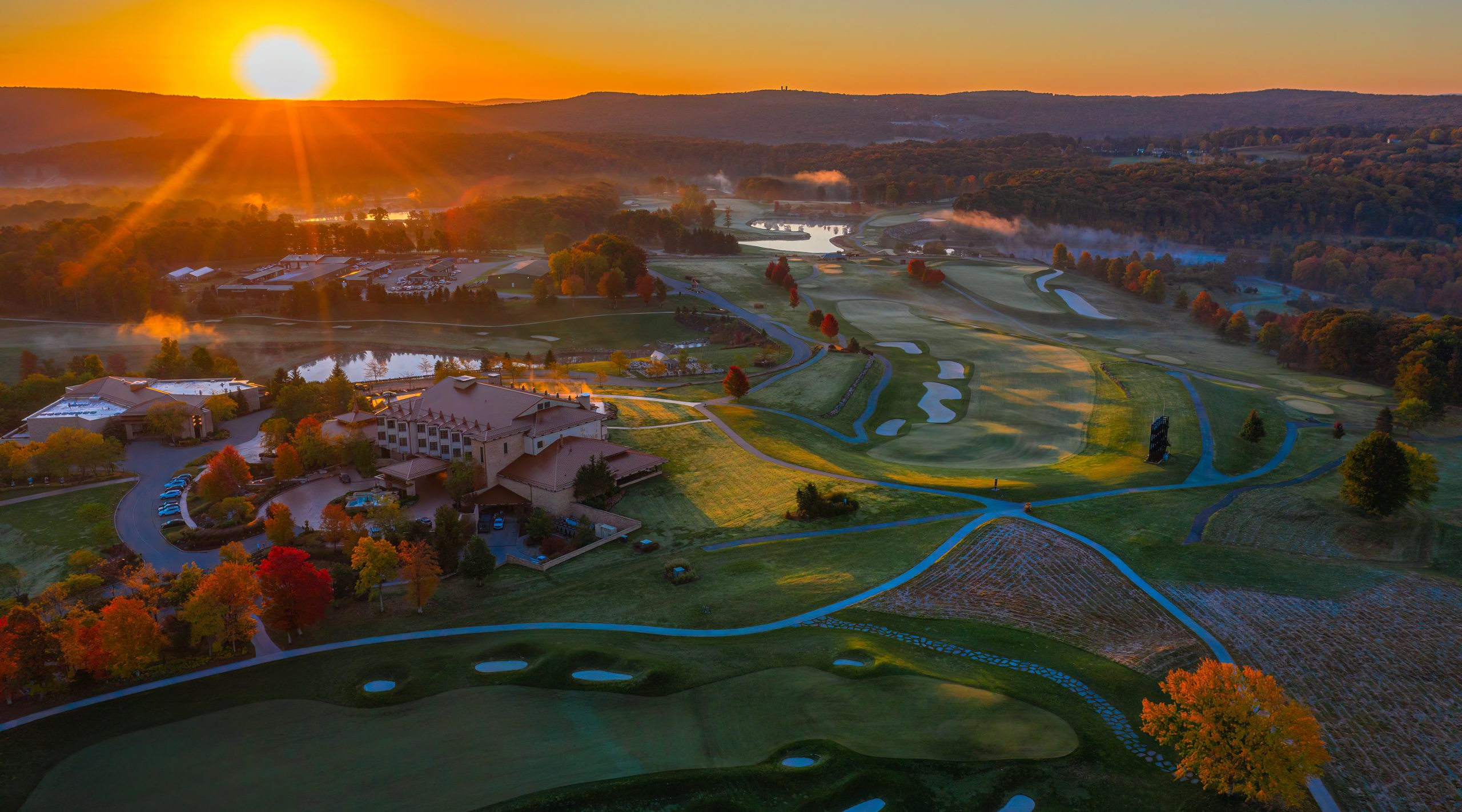 Sunrise over Nemacolin, one of Conde Nast's top resorts in the Northeast and Mid-Atlantic regions