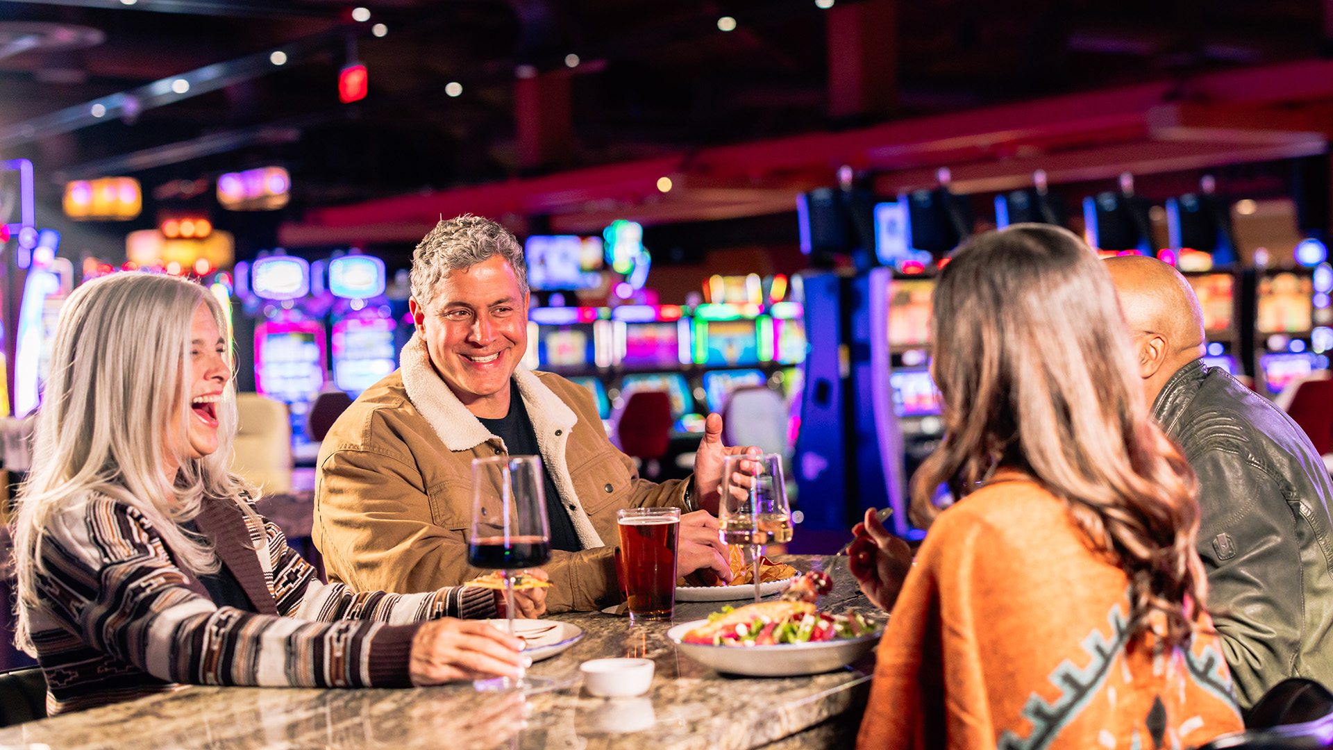 people eating at a casino