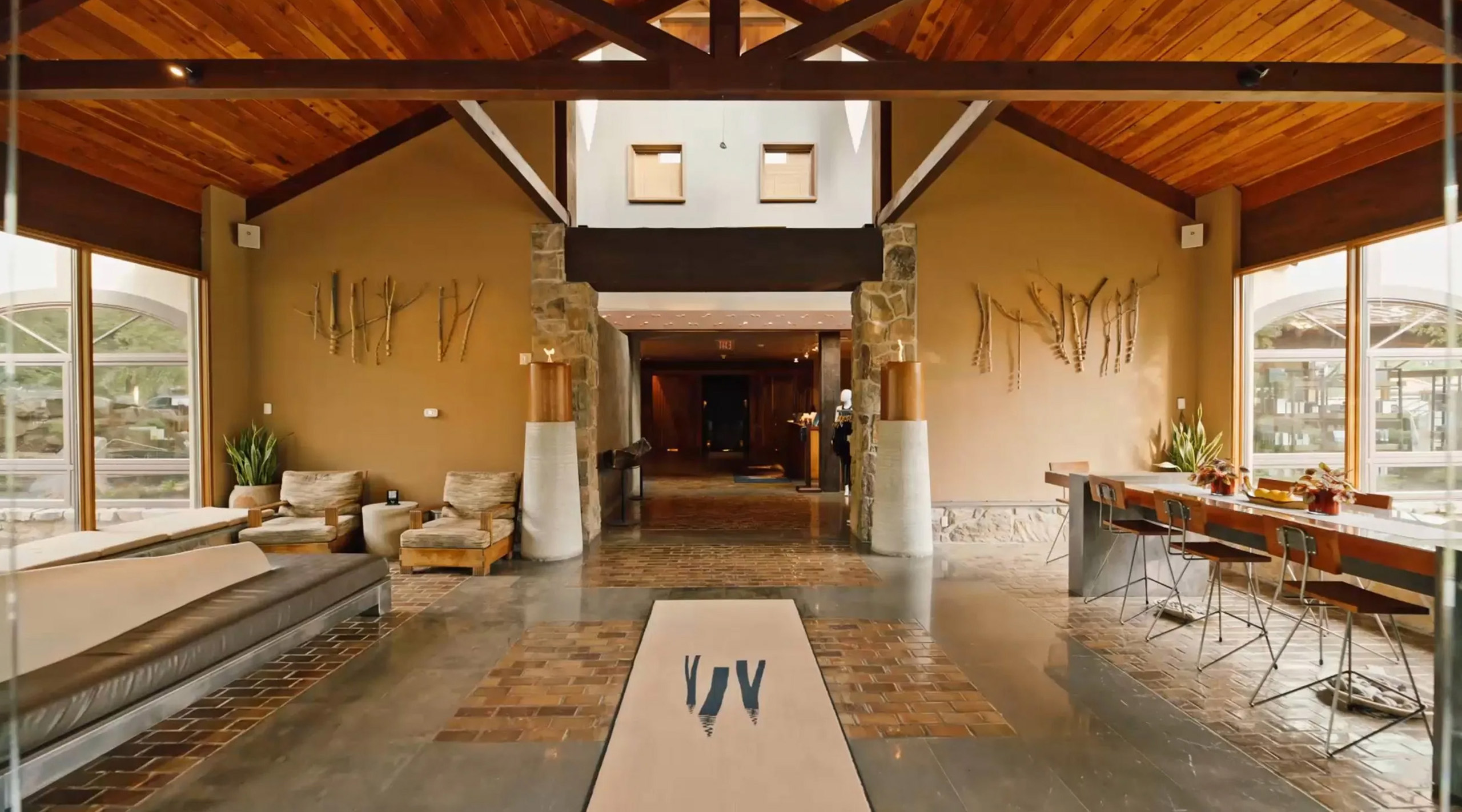 Interior image of the lobby of the Woodlands Spa at Nemacolin resort